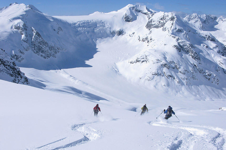 Skiing the alpine at the Durrand Glacier